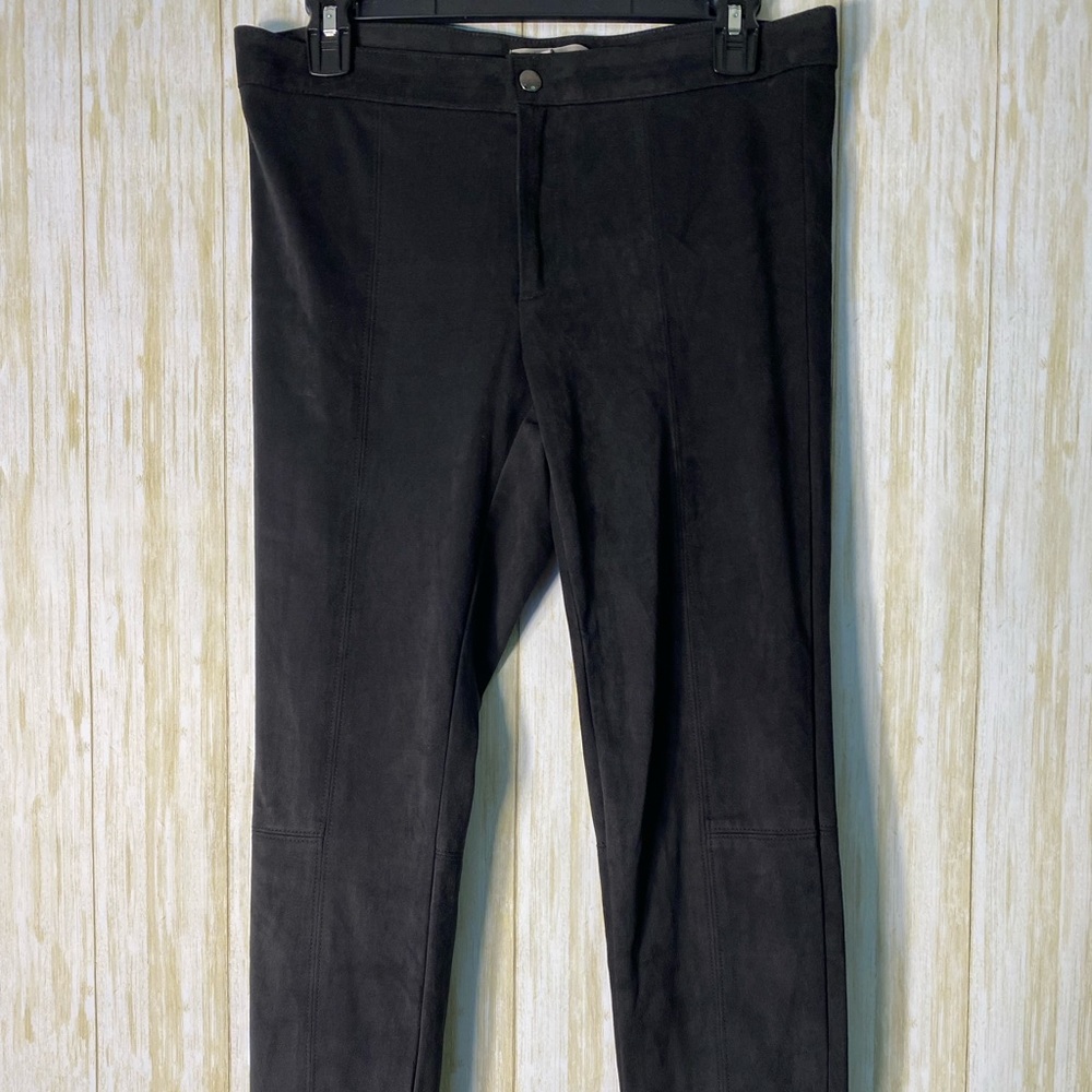 Banana Republic Faux Suede Black Ankle Zip Skinny